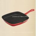 Beliebte Design Gusseisen Skillet mit grünem Emaille Beschichtung